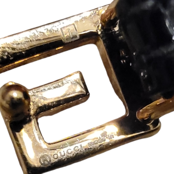 Authenticated Vintage Gucci Logo Choker Necklace Black Gold Leather - Picture 10 of 13